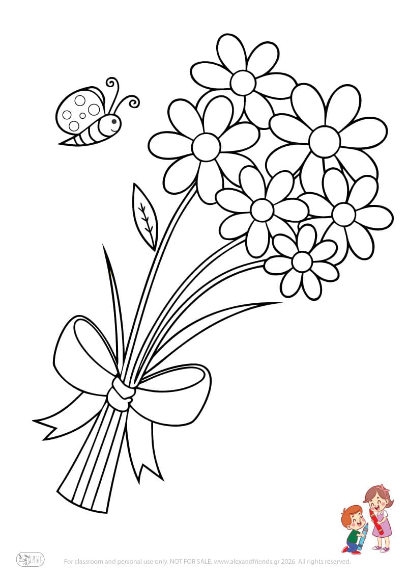 Flowers. Simple coloring page printable for toddlers and preschoolers