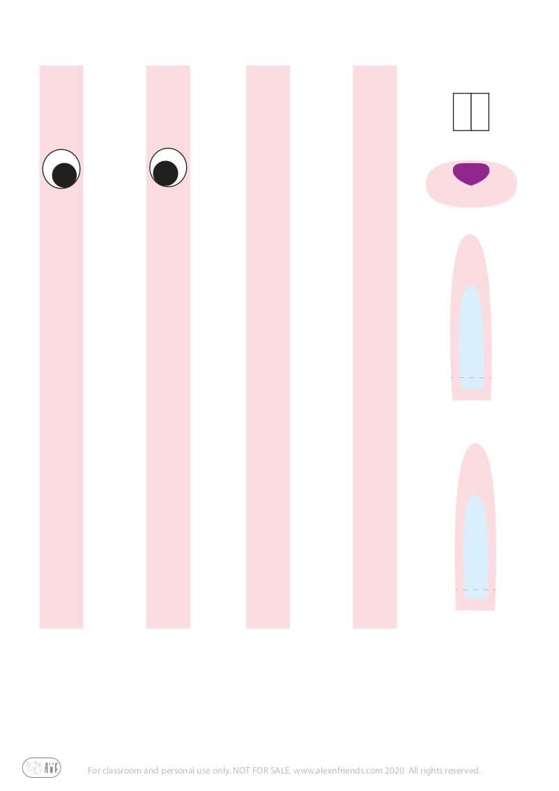 Easy Easter craft for kids with free printable material. Bunnies.