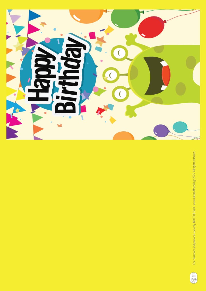 Birthday card - Balloons, Little monster