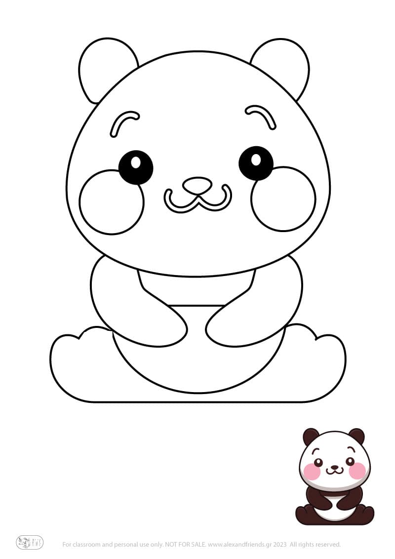 Free Coloring Pages for kids toddlers preschool kindergarten. Panda.