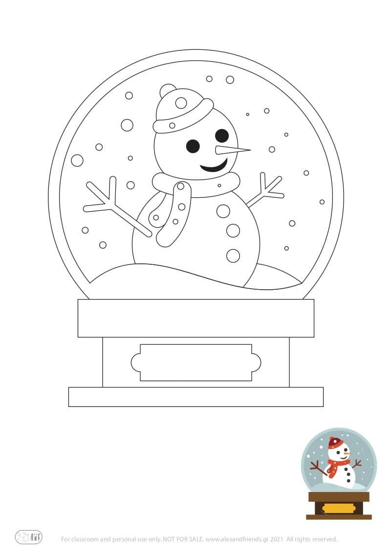 Free printable holiday coloring page for kids. Christmas and New Year. Snowman.