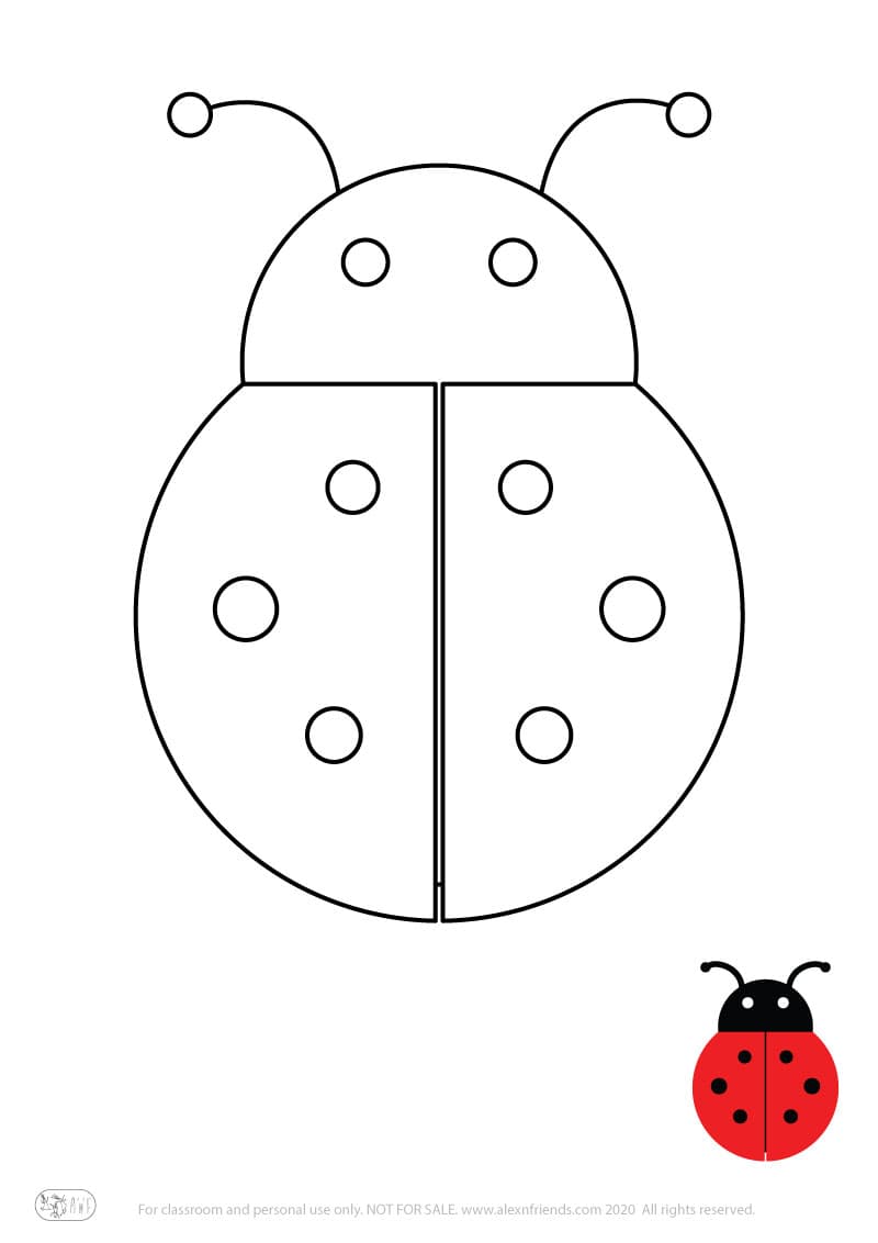 Learning activity for kids. Free printable coloring page of a ladybug.