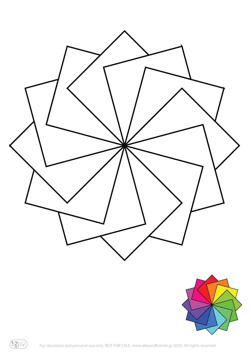 Coloring page for kids. Learning shapes and colors.