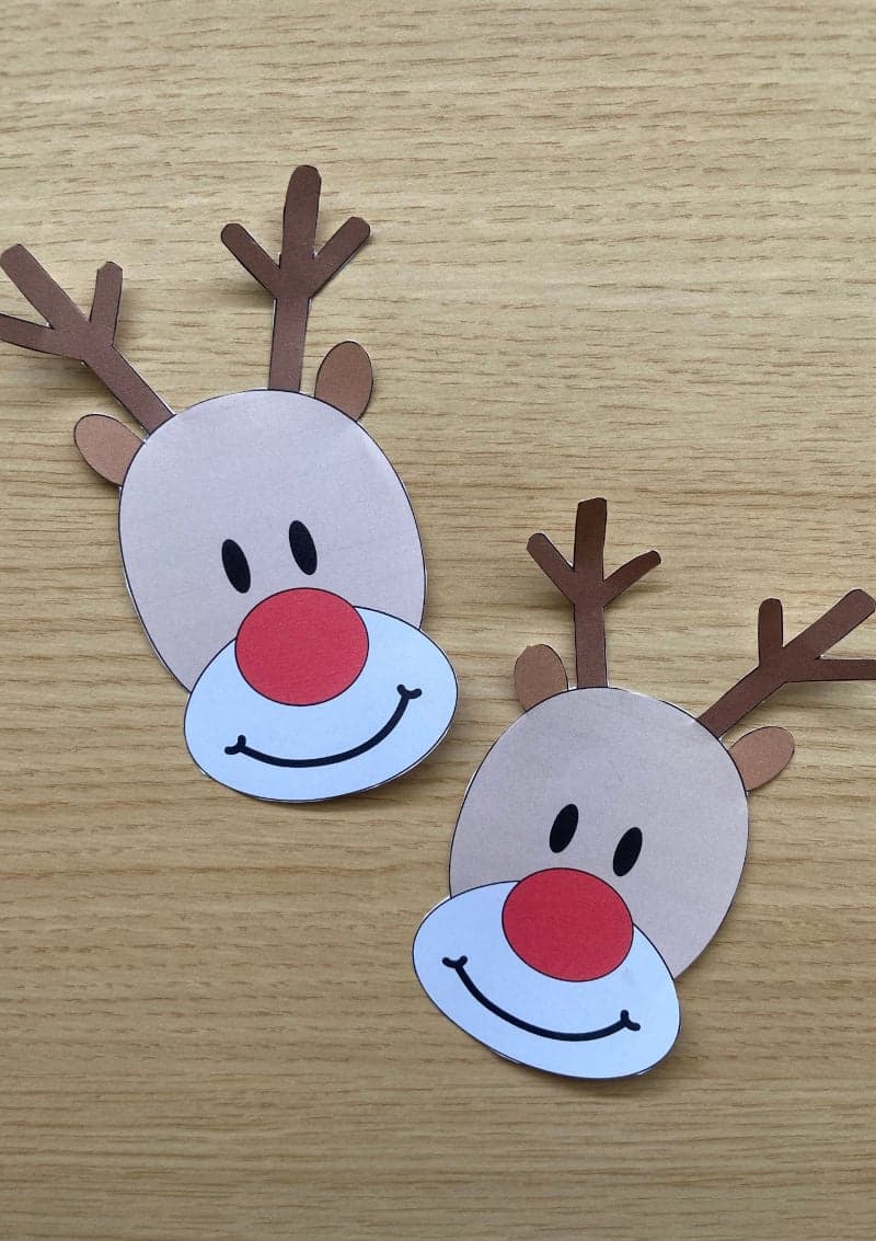 Free printable craft for kids for the holidays. Christmas and New Year's. Rudolf red nose lollipop reindeer.