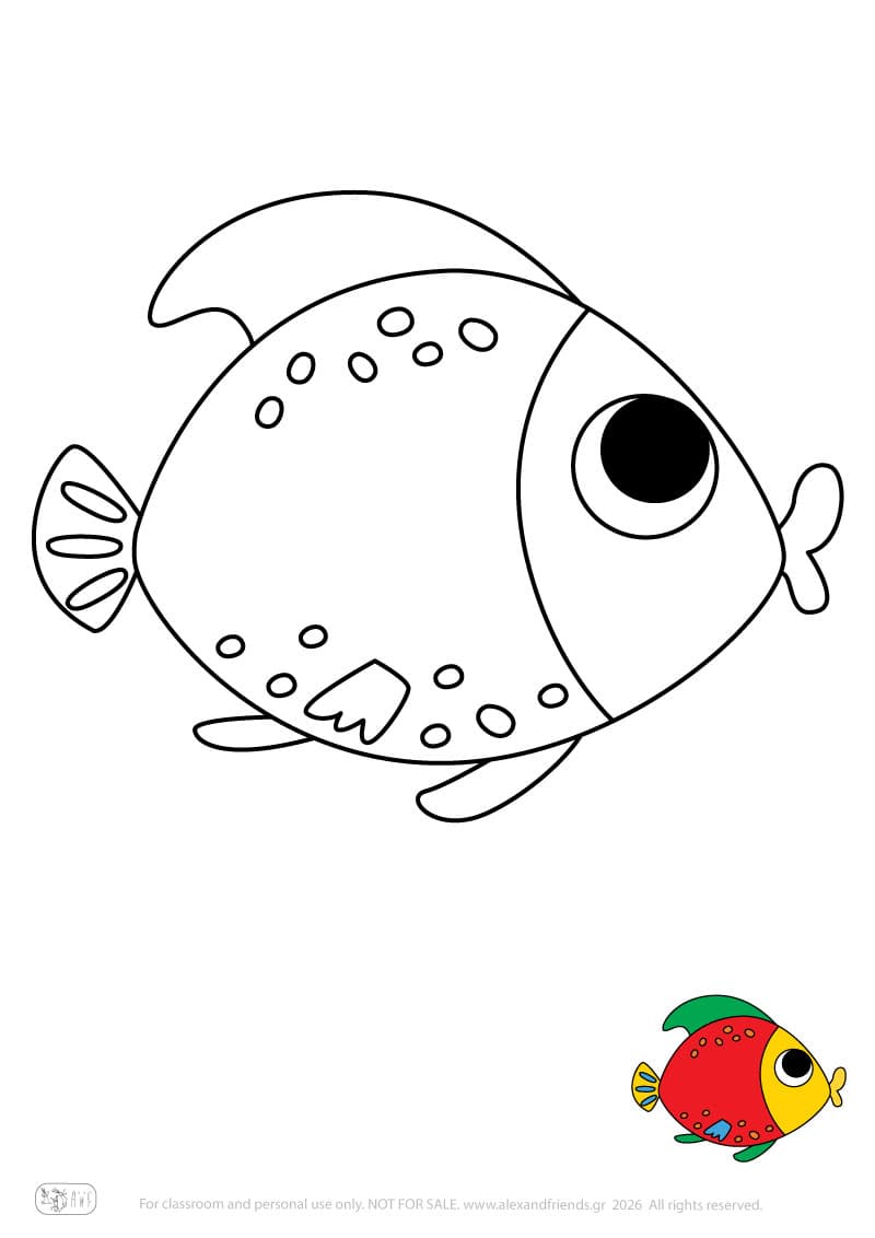 Fish. Printable animal coloring pages for preschoolers collection – Alex'n'Friends