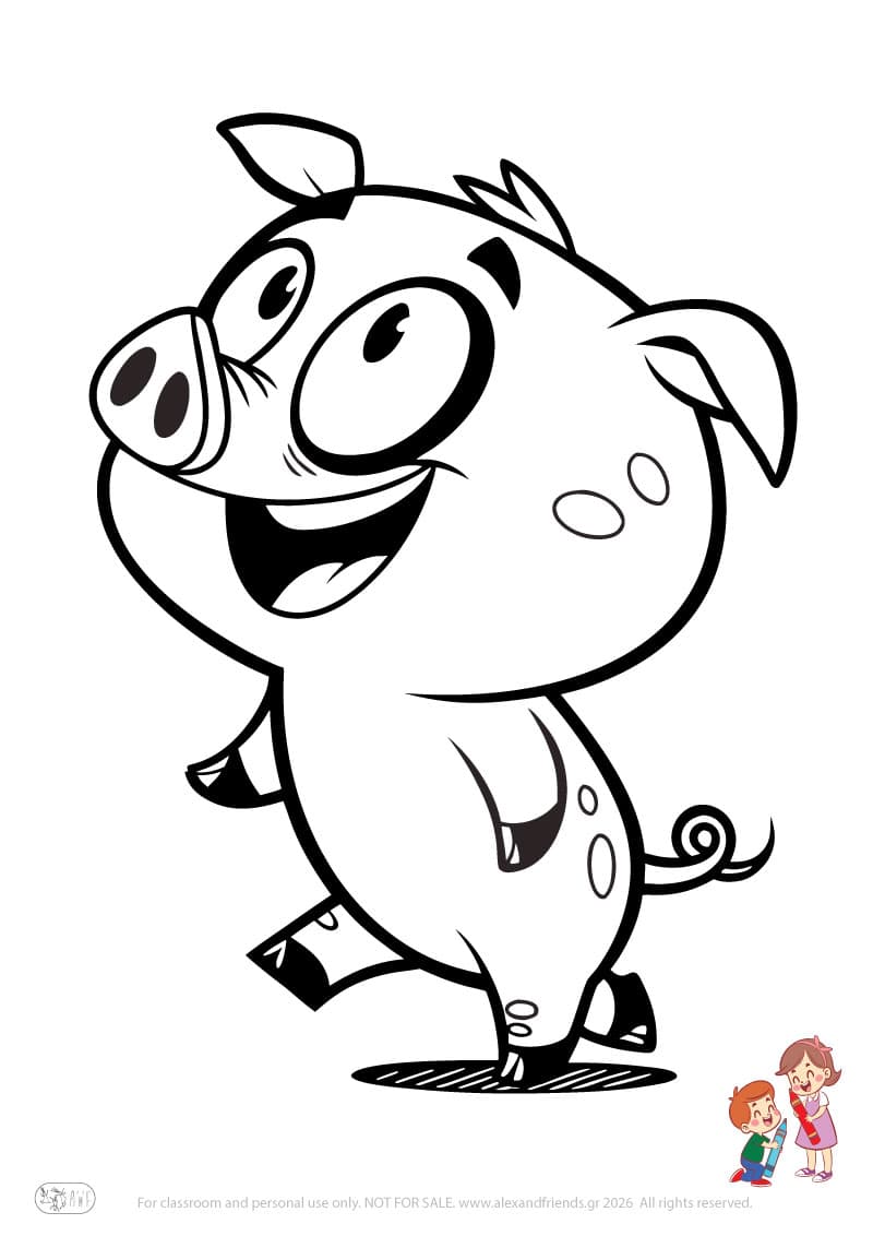 Pig. Animal coloring pages for preschoolers