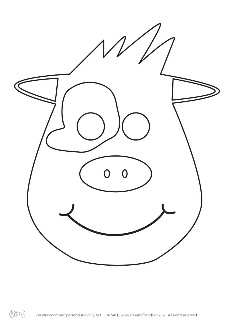 Μαυρόασπρη μάσκα αγελαδίτσα για χρωματισμό. Αποκριάτικες χειροτεχνίες και δραστηριότητες για παιδιά με μάσκες και δημιουργικό παιχνίδι