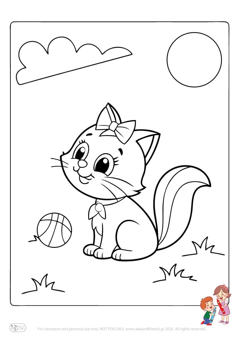 Cat. Animal coloring pages for preschoolers