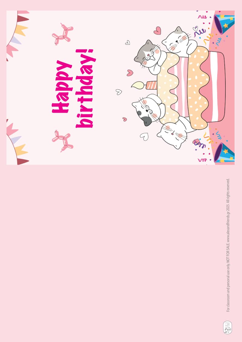 Birthday card - Kittens, Birthday cake