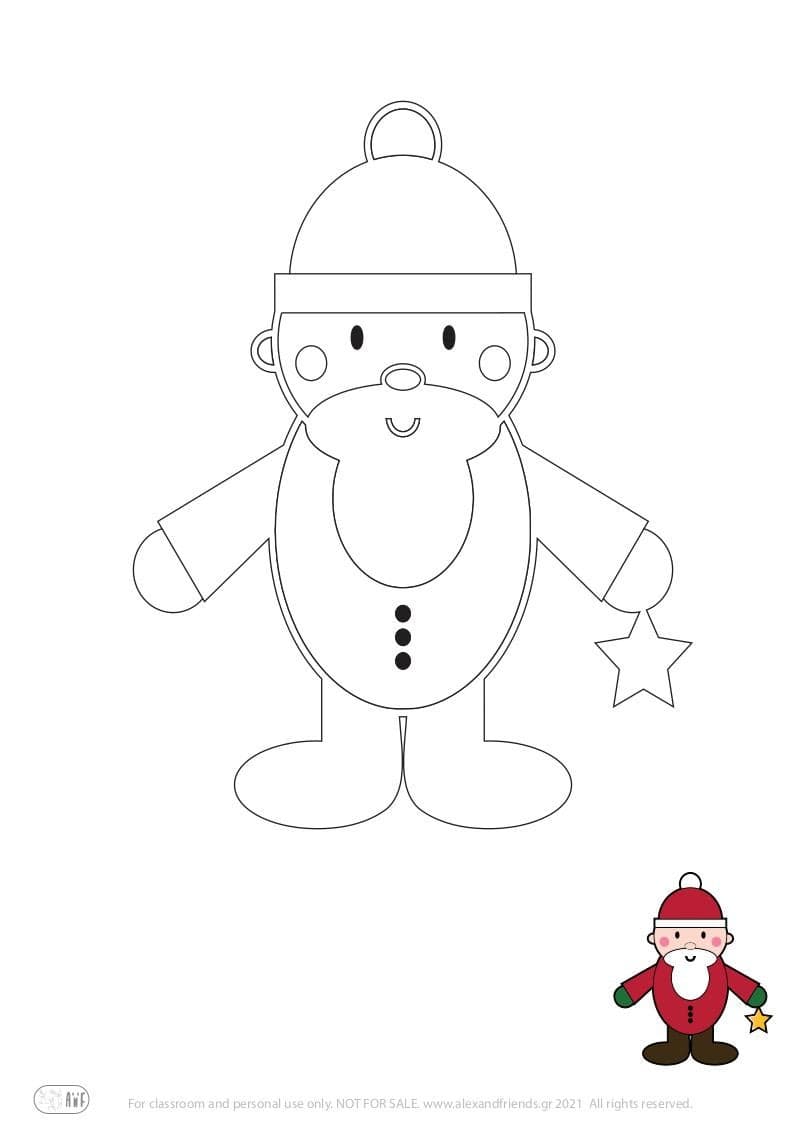 Free printable holiday coloring page for kids. Christmas and New Year. Santa Claus.
