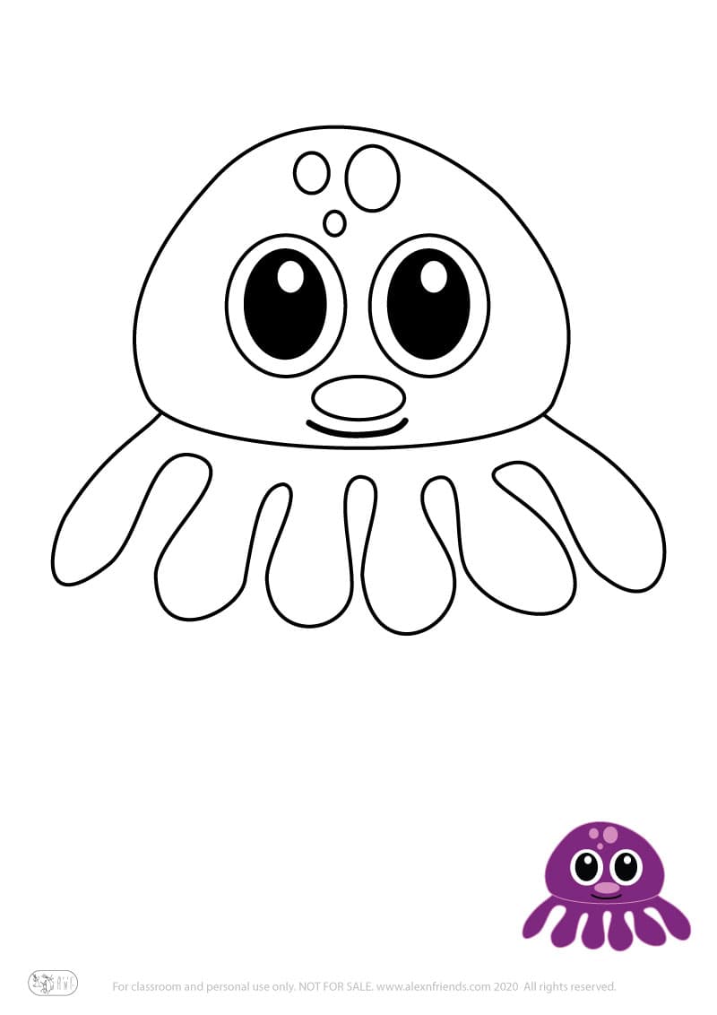 Learning activity for kids. Free printable coloring page of a jellyfish