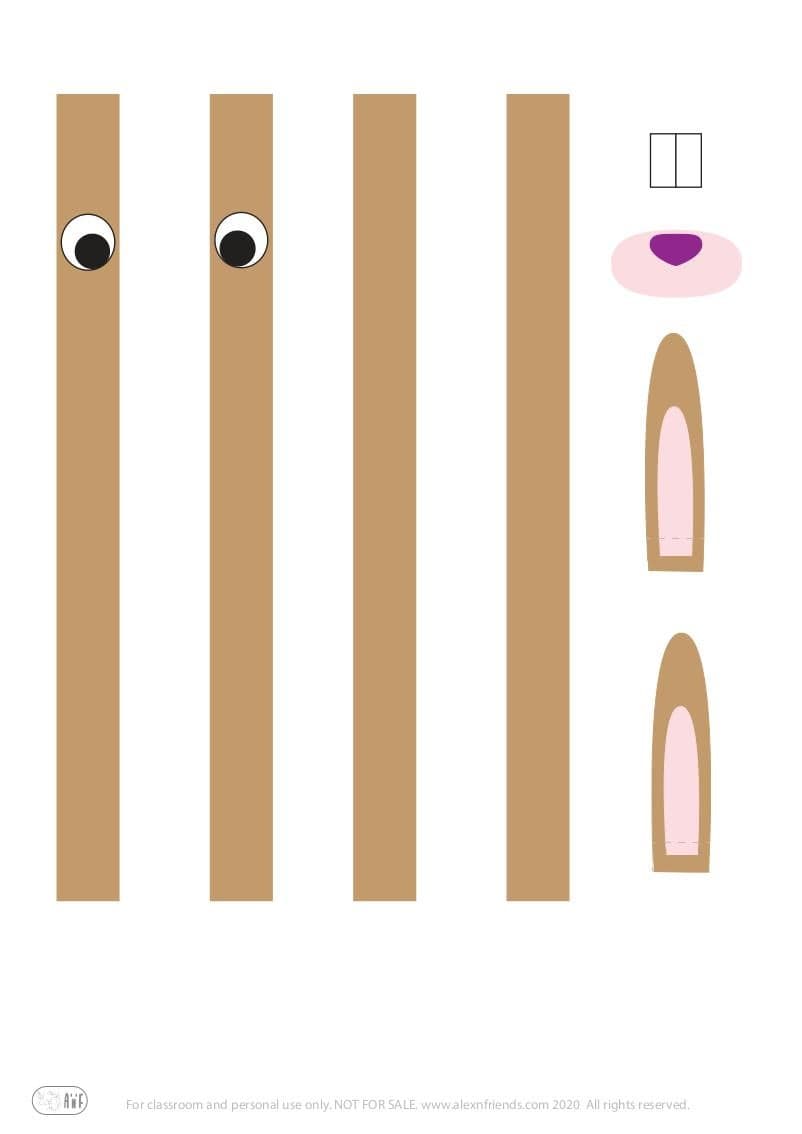 Easy Easter craft for kids with free printable material. Bunnies.