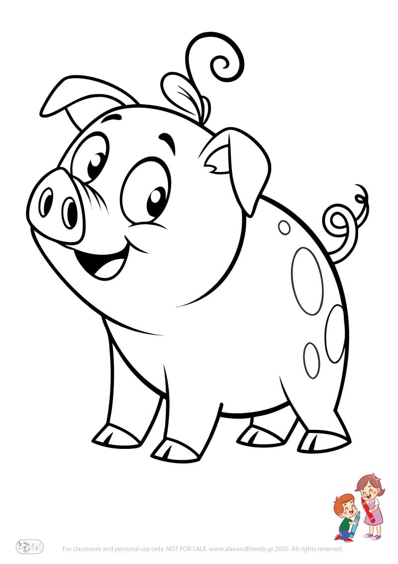 Pig. Animal coloring pages for preschoolers