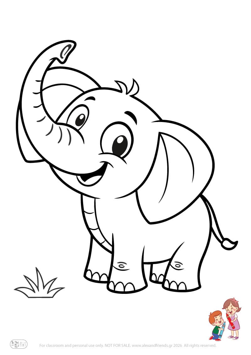 Elephant. Animal coloring pages for preschoolers