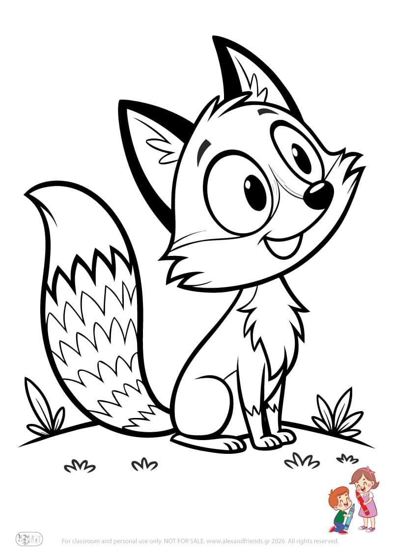 Fox. Animal coloring pages for preschoolers