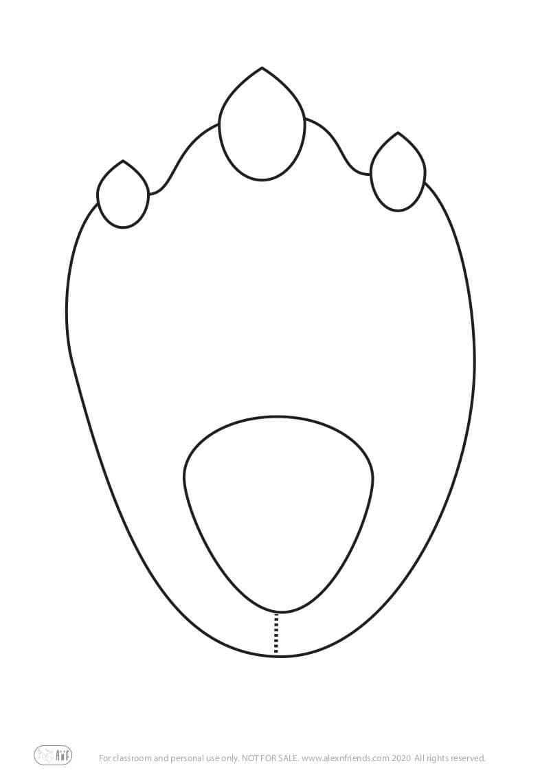 Δωρεάν εκτυπώσιμη χειροτεχνία για τις Απόκριες για παιδιά. Μαυρόασπρο δεξί πόδι δεινόσαυρου. 