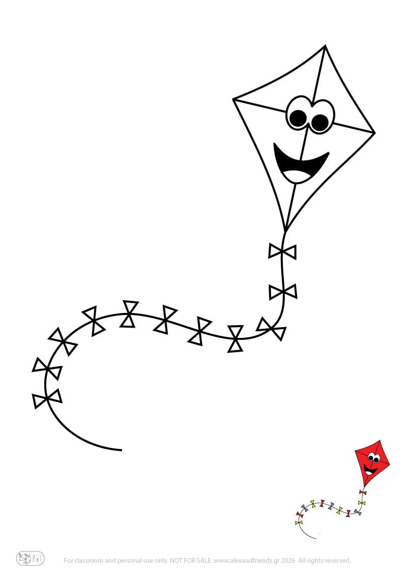 Εκπαιδευτική δραστηριότητα για παιδιά. Δωρεάν εκτυπώσιμο φύλλο ζωγραφικής με χαρταετό