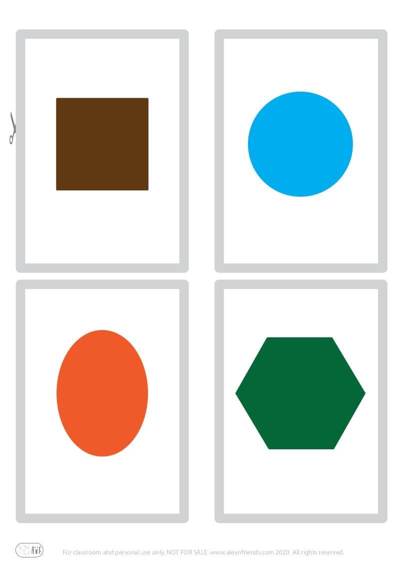 Shape cards - Rectangle circle oval exagon