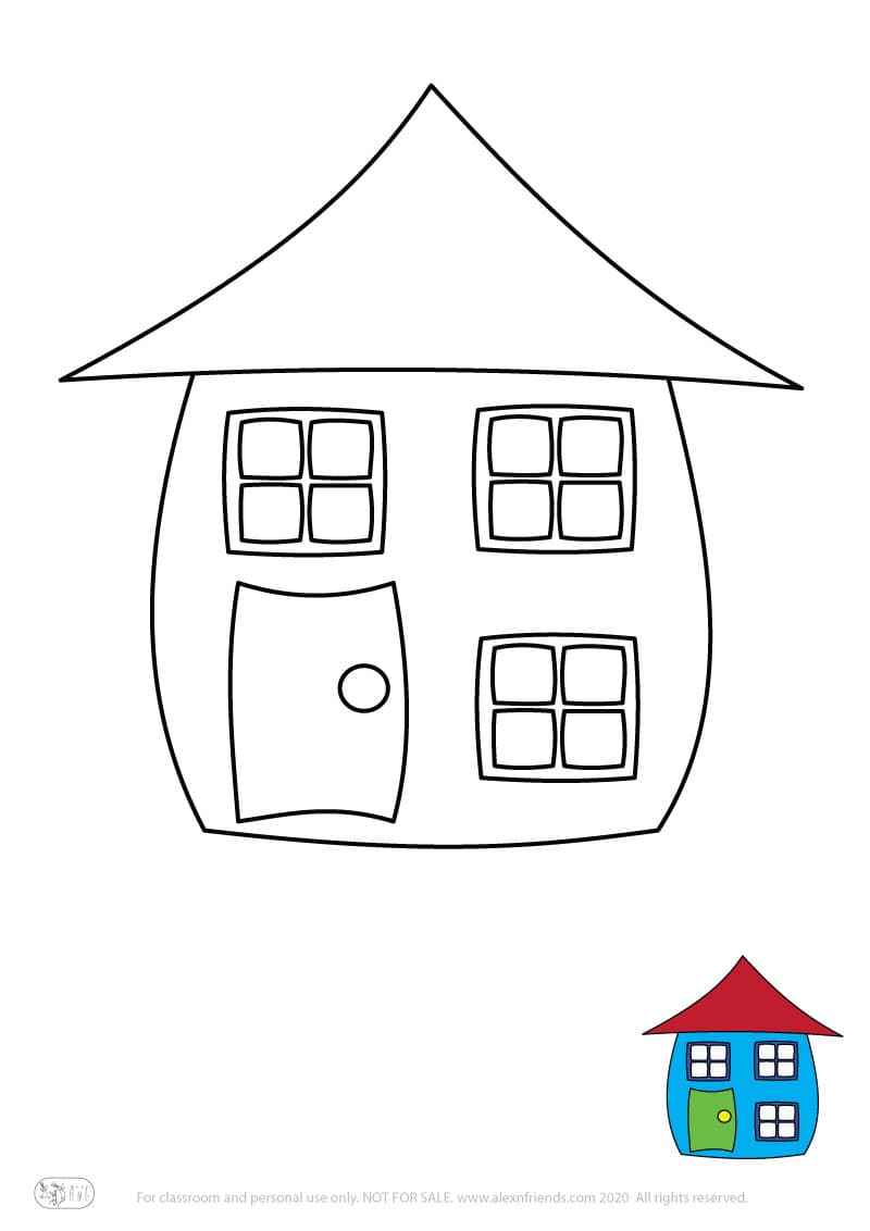 Εκπαιδευτική δραστηριότητα για παιδιά. Δωρεάν εκτυπώσιμο φύλλο ζωγραφικής με σπίτι