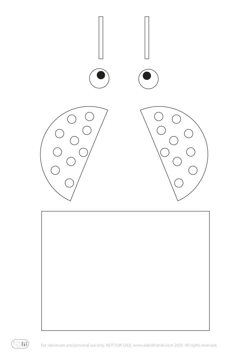 Toilet paper roll ladybug craft for preschoolers with free printable black and white material.