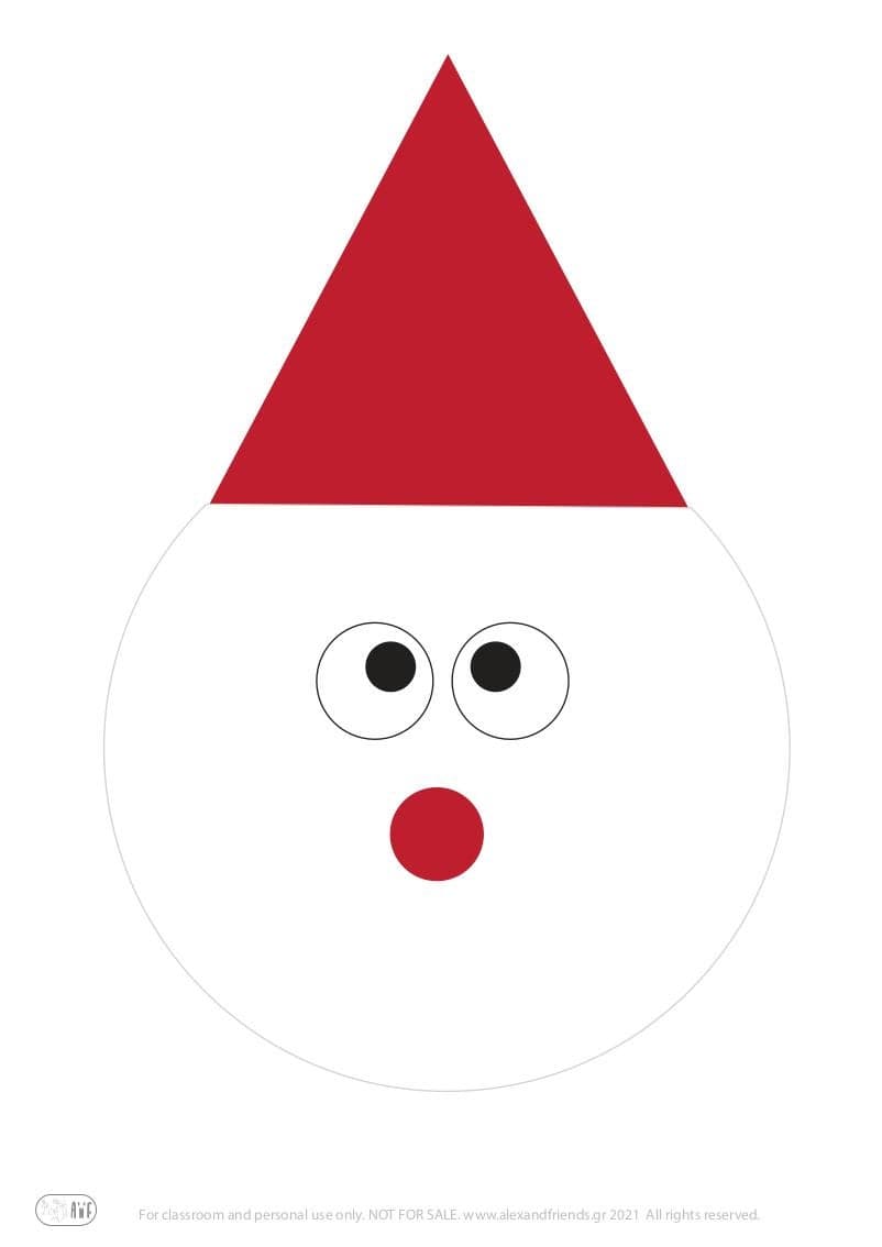 Free printable craft for kids for the holidays. Christmas and New Year's. Santa Claus with cotton.