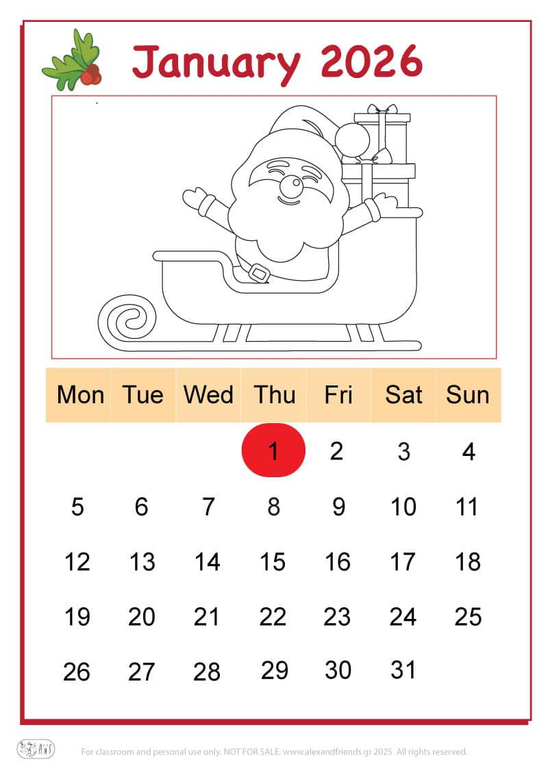 Coloring Pages - Calendar 2026