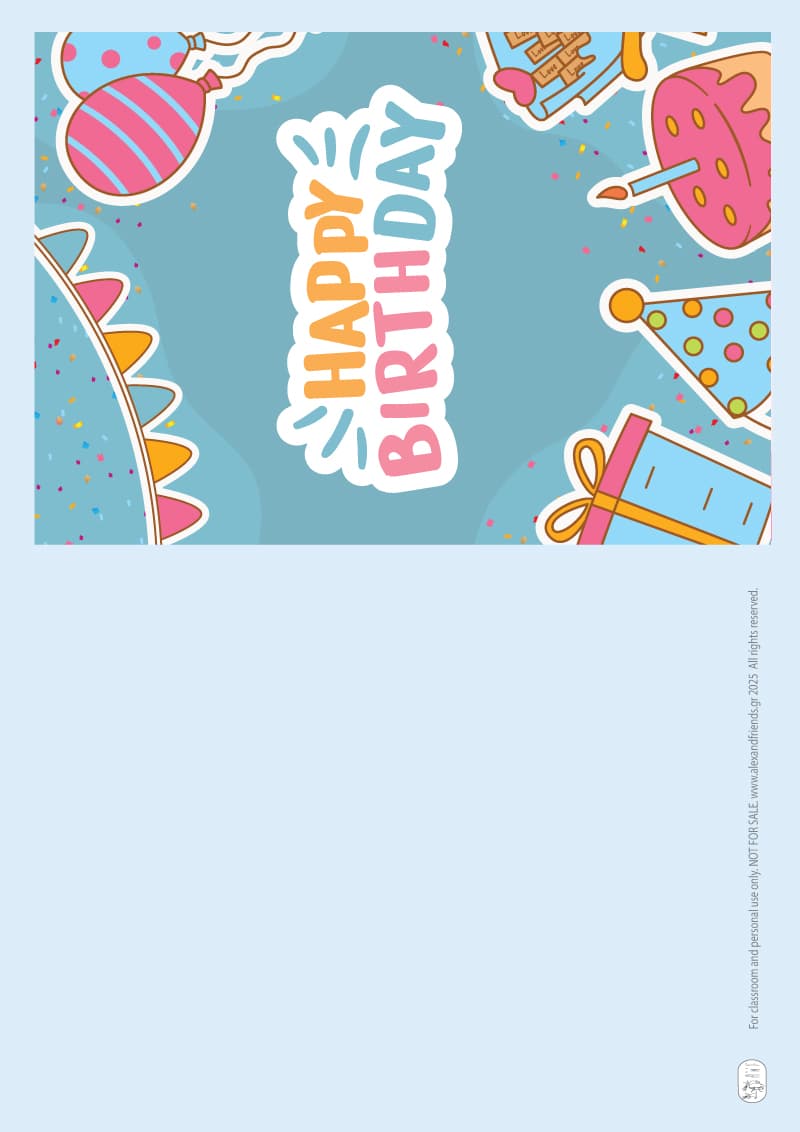 Birthday card - Birthday cake, Presents