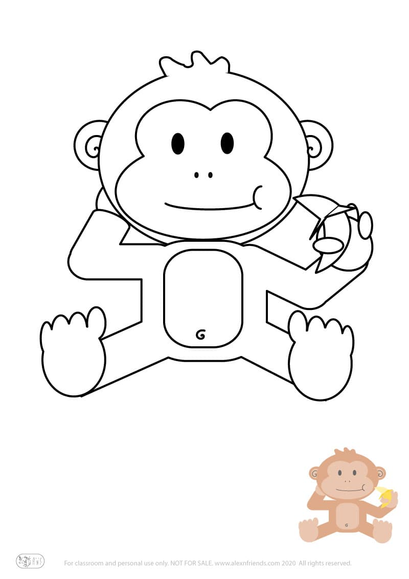 Learning activity for kids. Free printable coloring page of a monkey