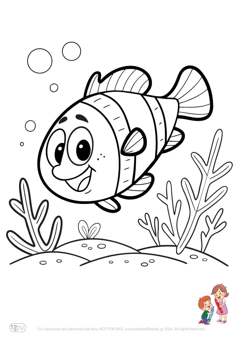 Fish. Animal coloring pages for preschoolers