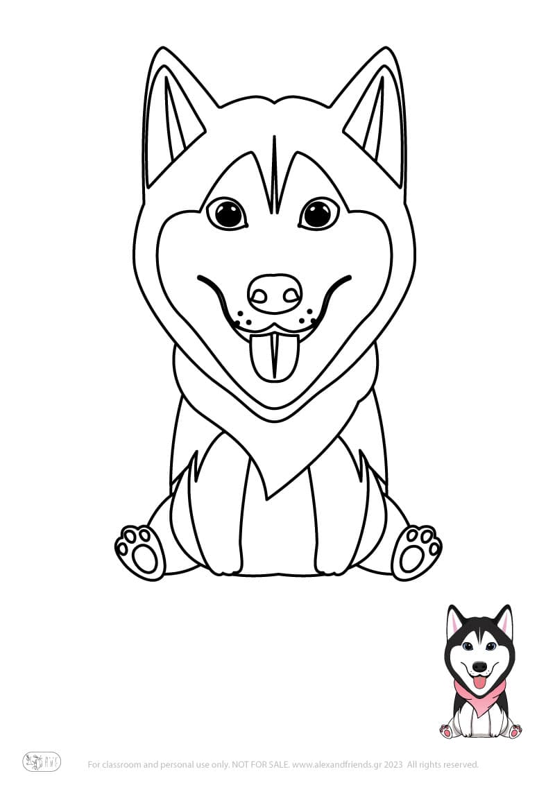 Free Coloring Pages for kids toddlers preschool kindergarten. Dog.