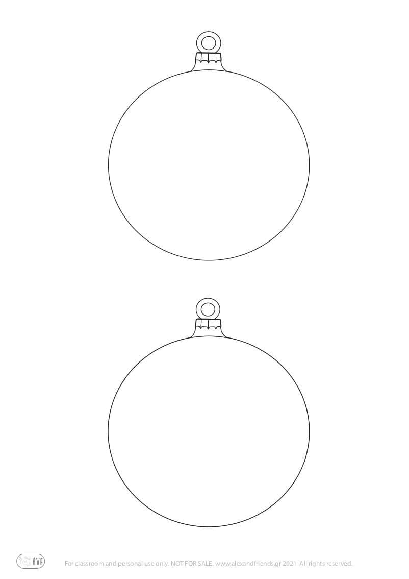 Free printable craft for kids for the holidays. Christmas and New Year's. Christmas tree balls. 