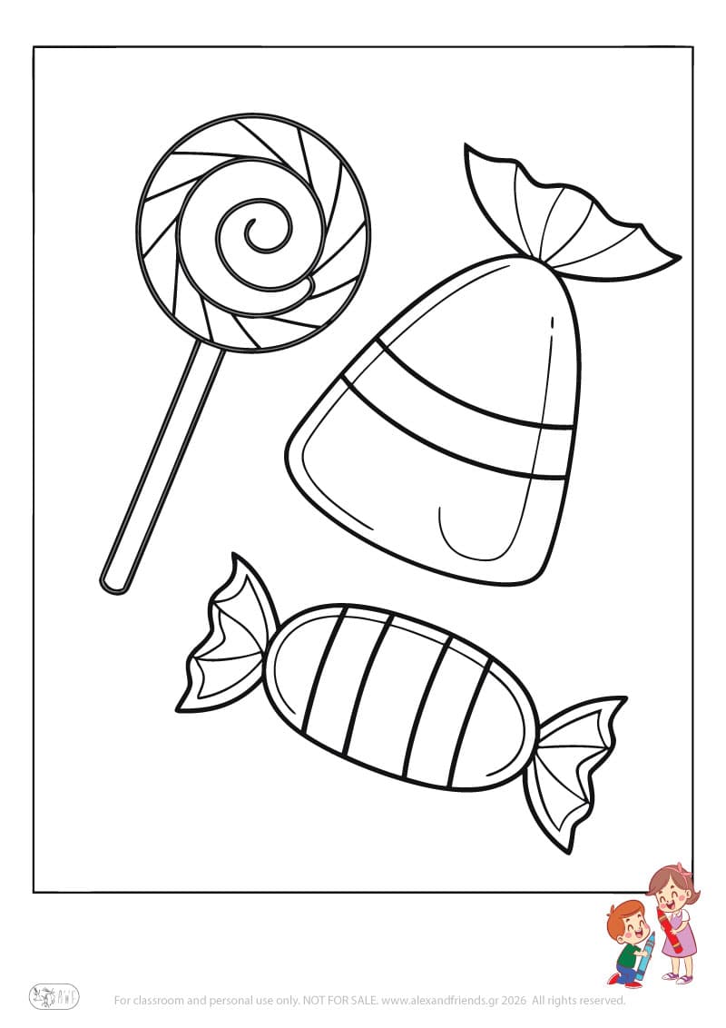 Sweets. Simple coloring page printable for toddlers and preschoolers