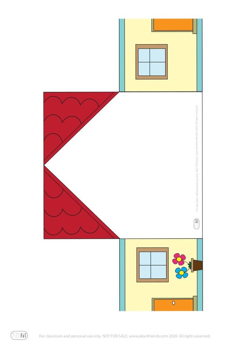 My family craft for preschoolers with free printable material. Colorful house.