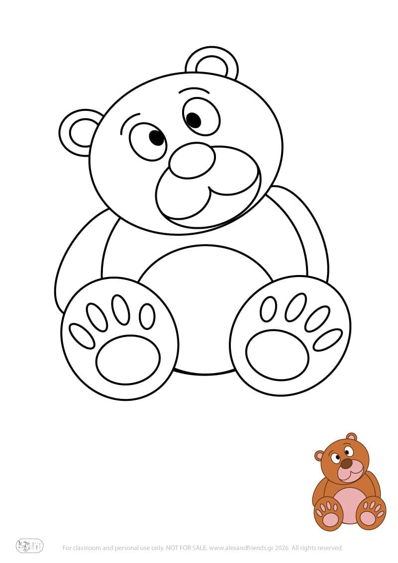 Learning activity for kids. Free printable coloring page of a bear
