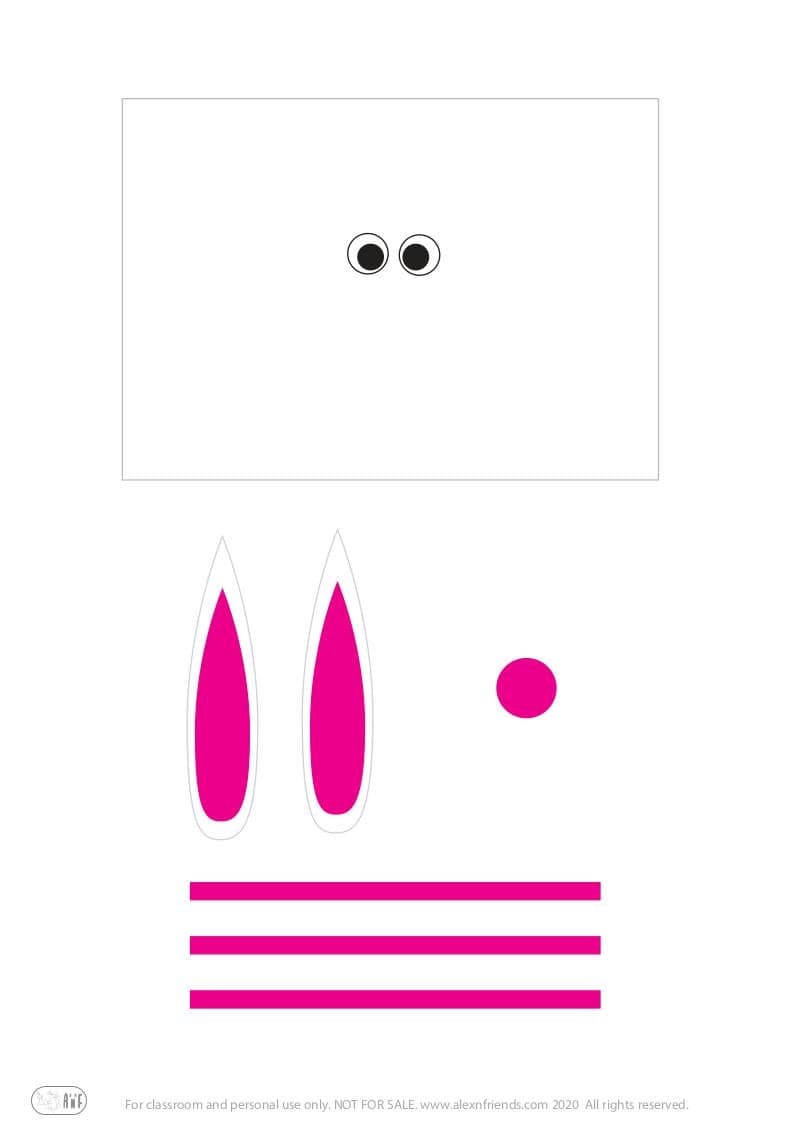 Easter craft for kids with toilet roll with free printable material. Bunnies.