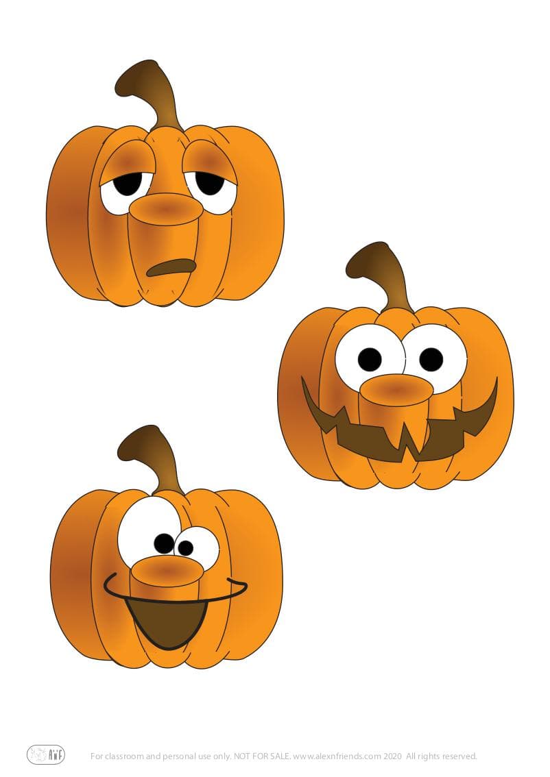 Halloween. Free printable craft for preschoolers. Decorative pumpkins.