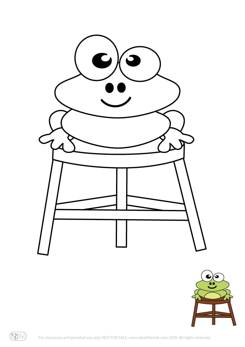 Learning activity for kids. Free printable coloring page of a frog