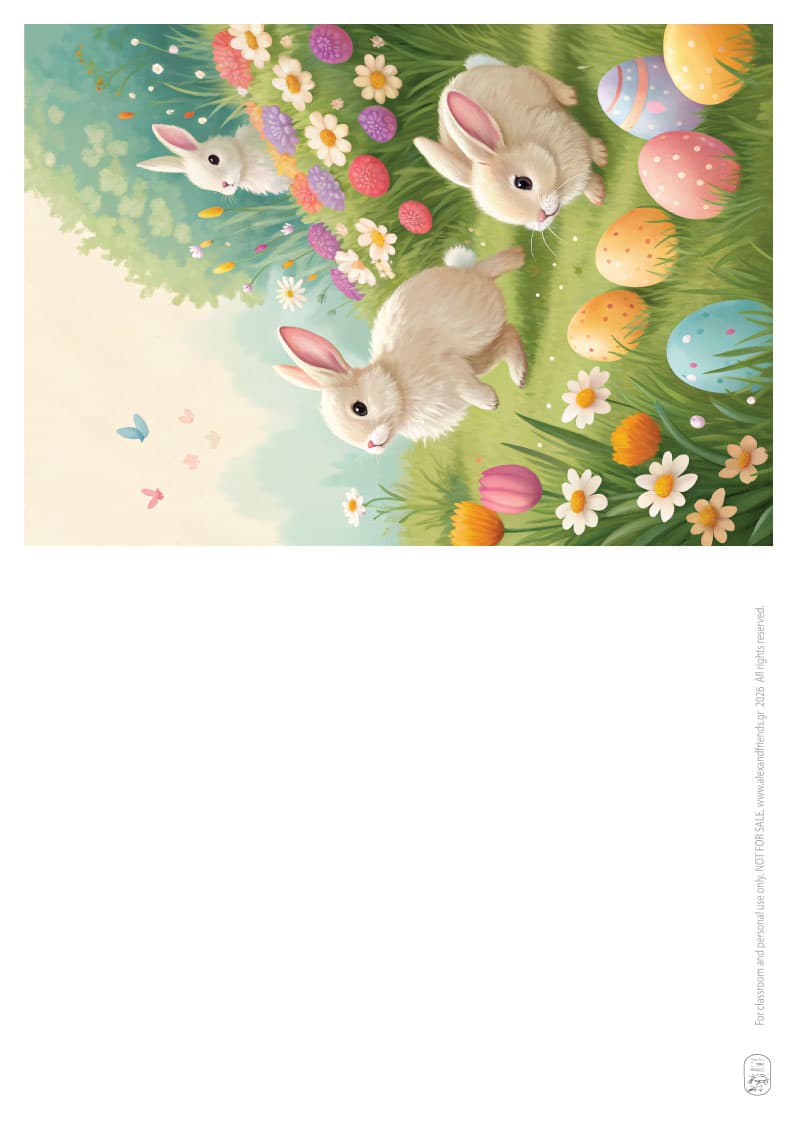 Λαγουδάκια και αυγουλάκια. Εκτυπώσιμες πασχαλινές ευχετήριες κάρτες