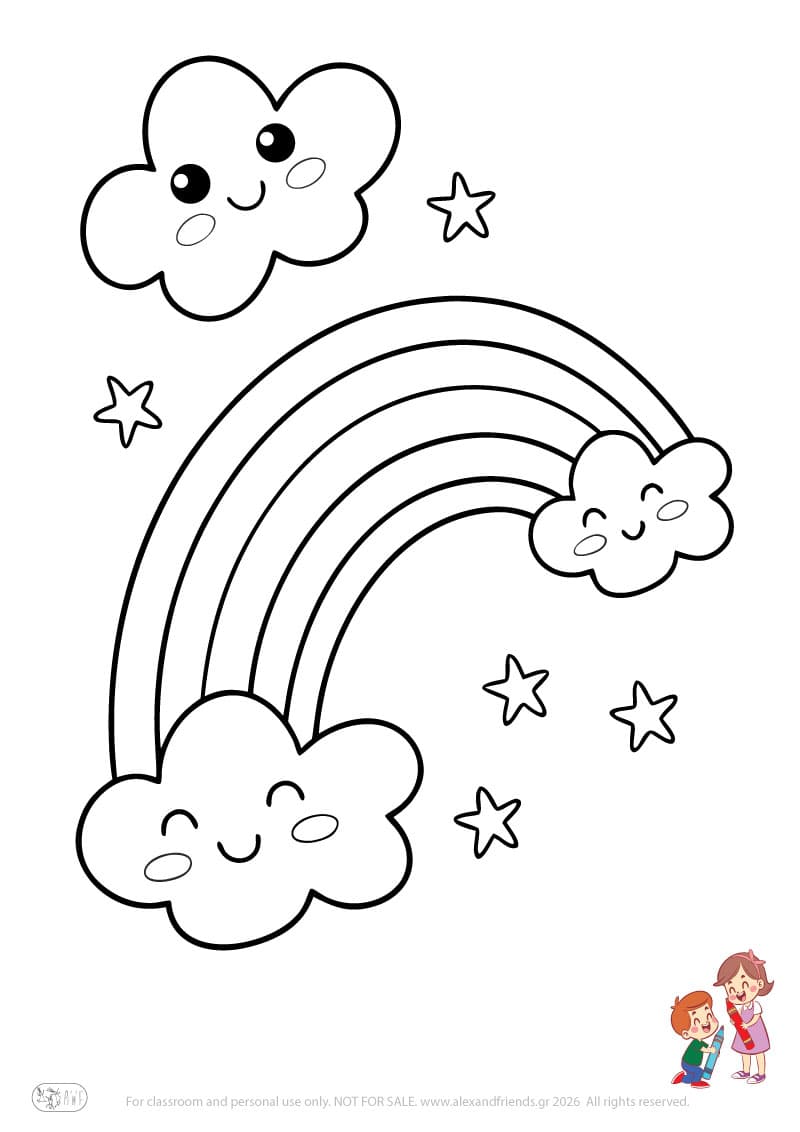 Rainbow. Simple coloring page printable for toddlers and preschoolers