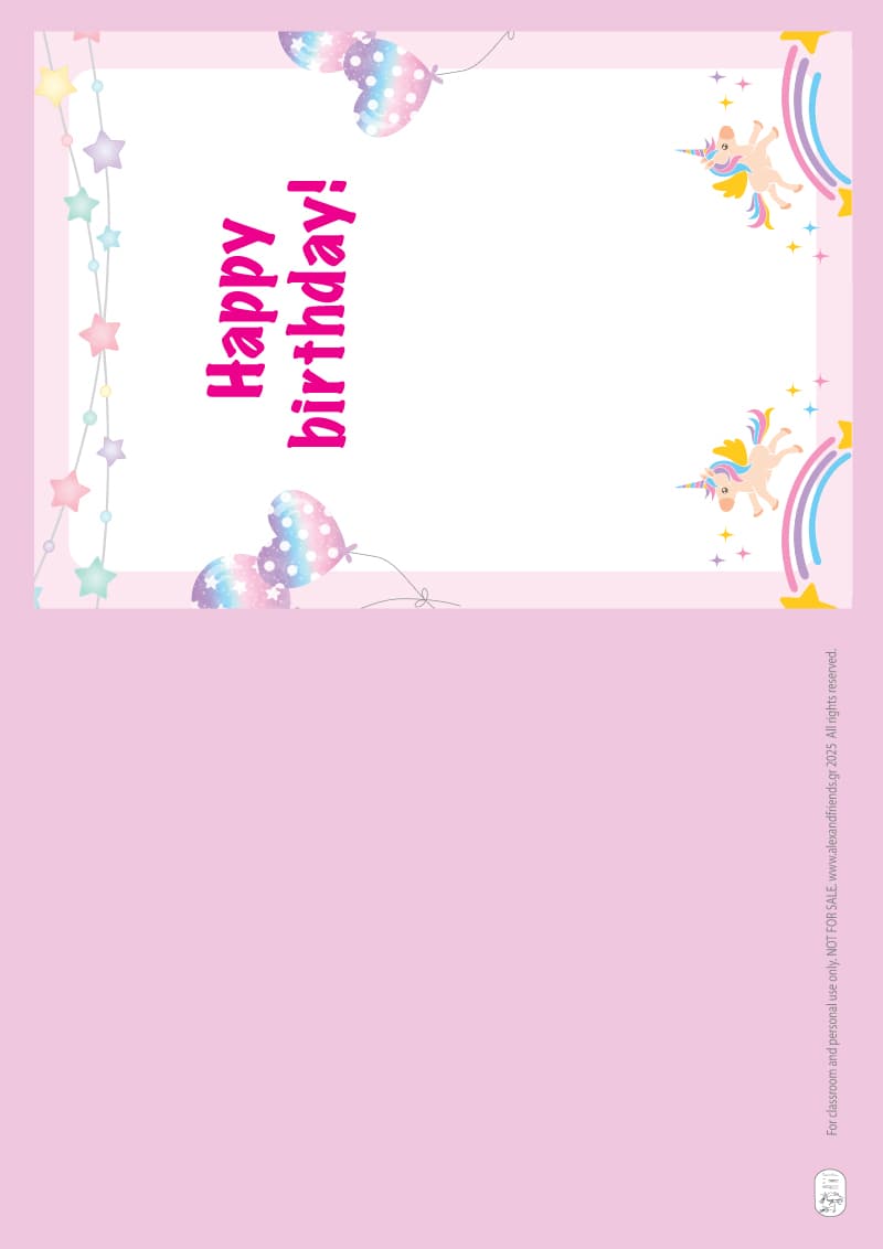 Birthday card - Unicorns, Rainbows