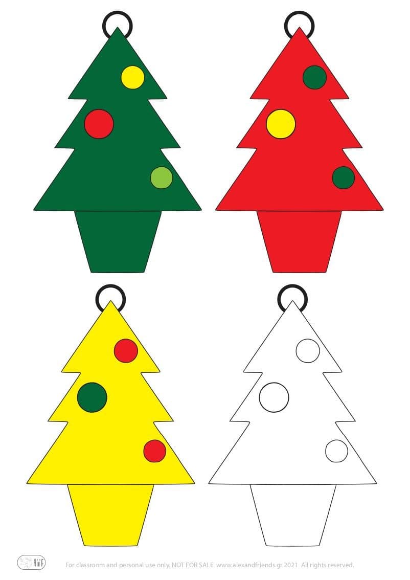 Δωρεάν εκτυπώσιμη χειροτεχνία για παιδιά. Γιορτές Χριστούγεννα Πρωτοχρονιά. Διακοσμητικά δεντράκια για το Χριστουγεννιάτικο δέντρο. 