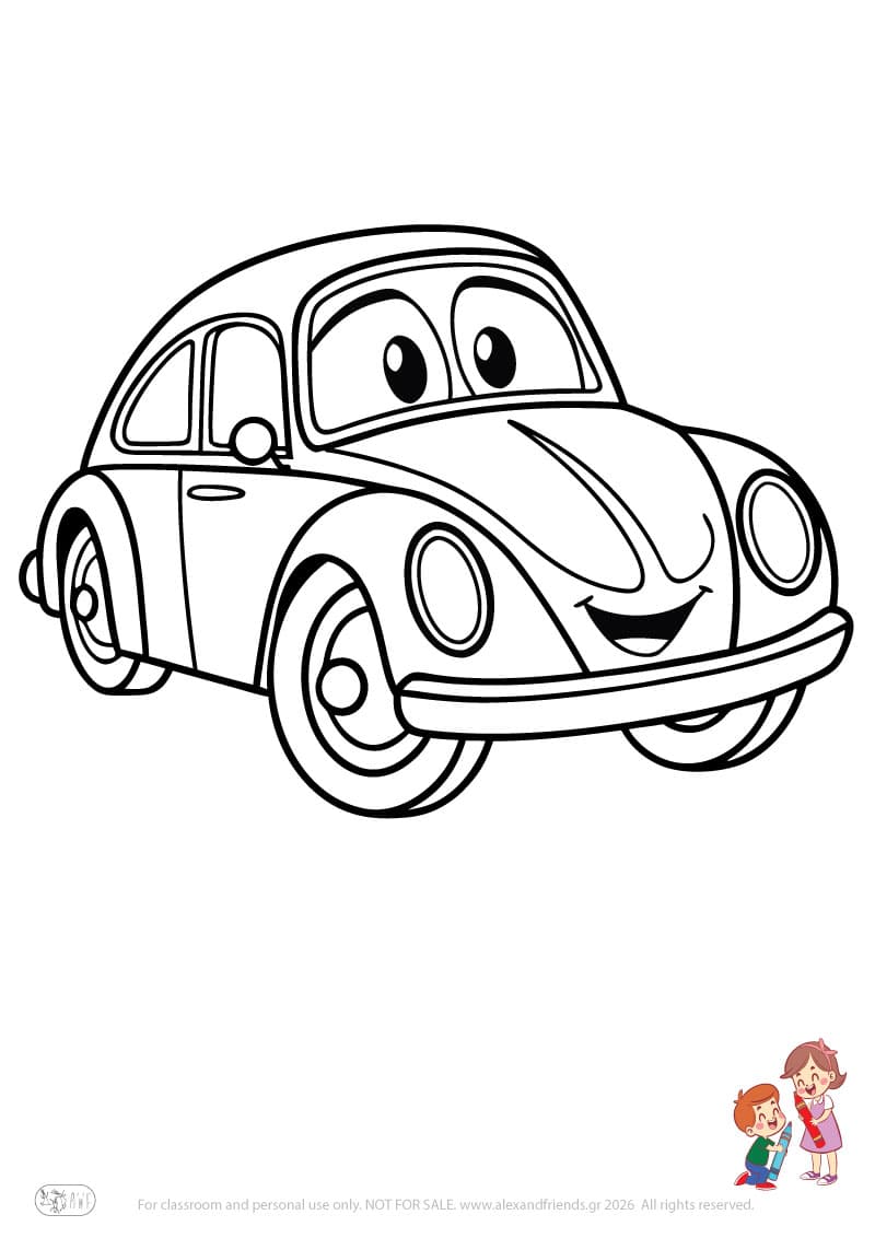 Car. Simple coloring page printable for toddlers and preschoolers