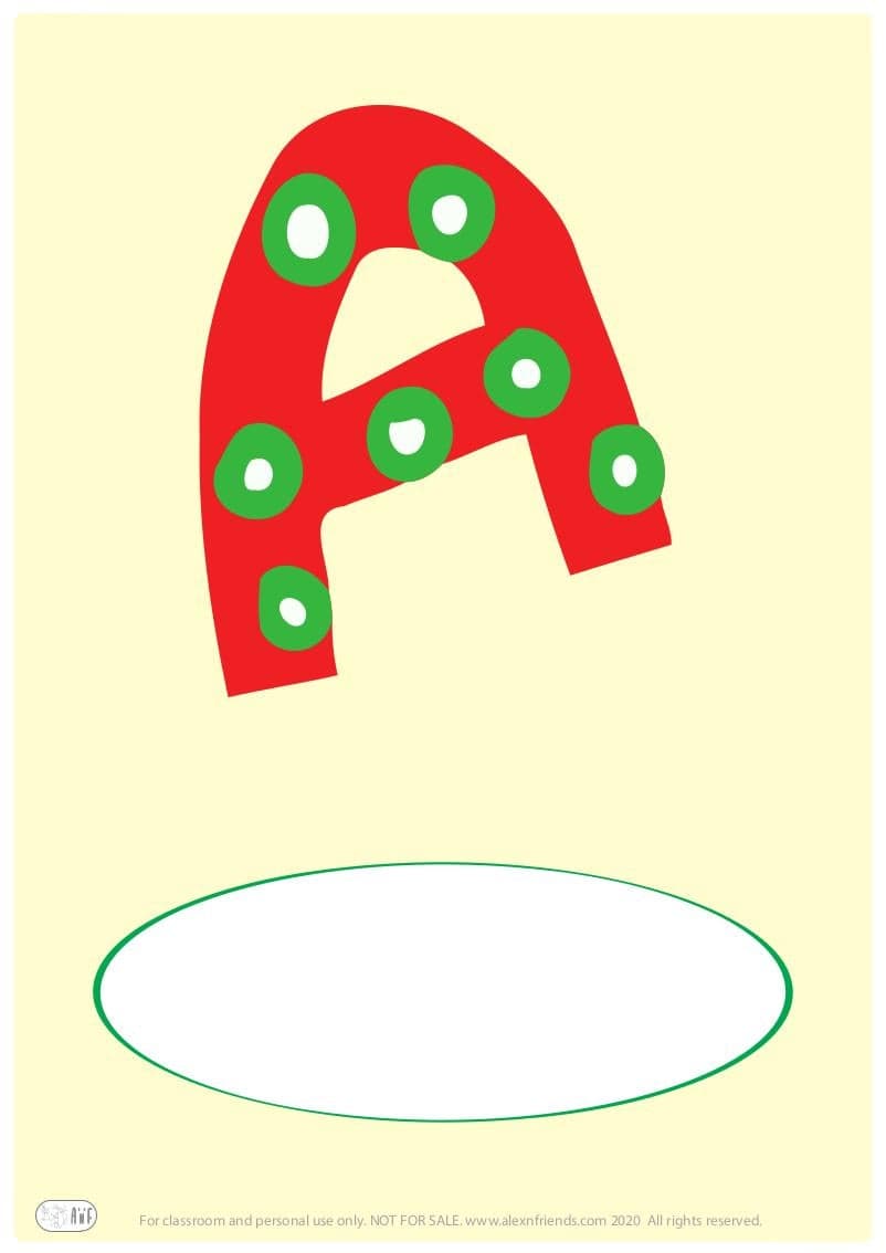 Free printable cover for kids' personal booklet with latin letter A.