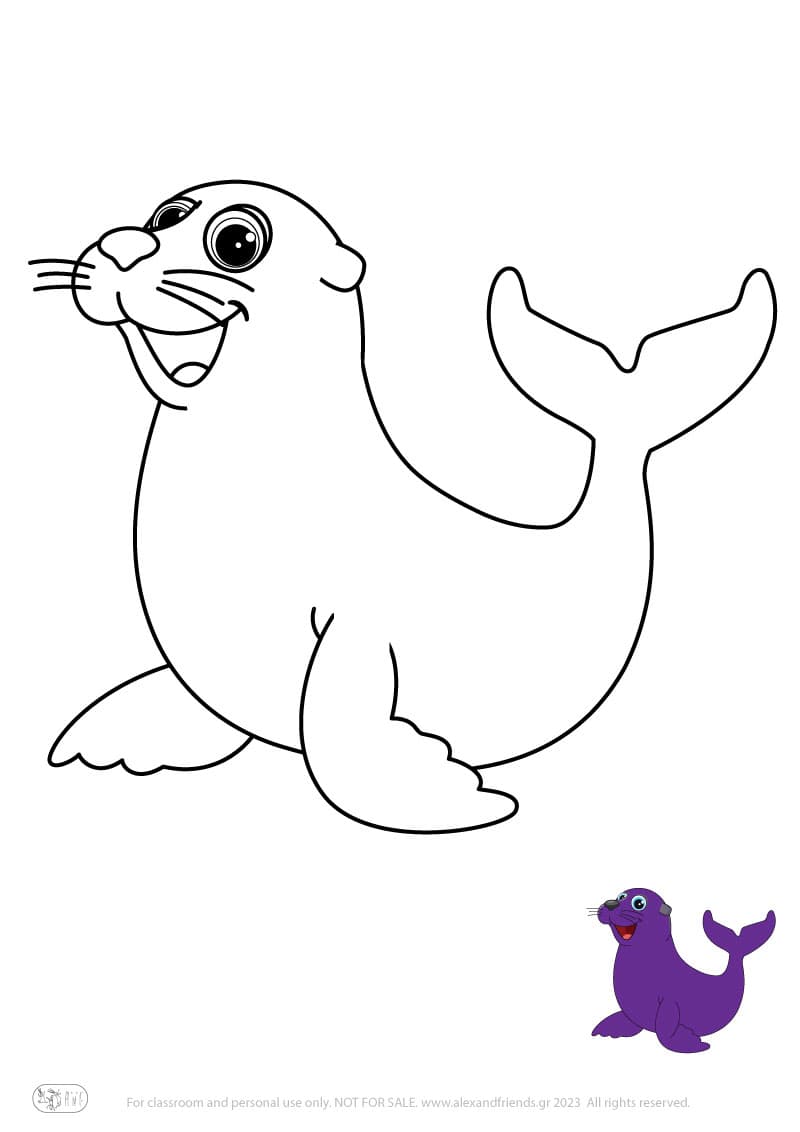 Free Coloring Pages for kids toddlers preschool kindergarten. Sea horse.