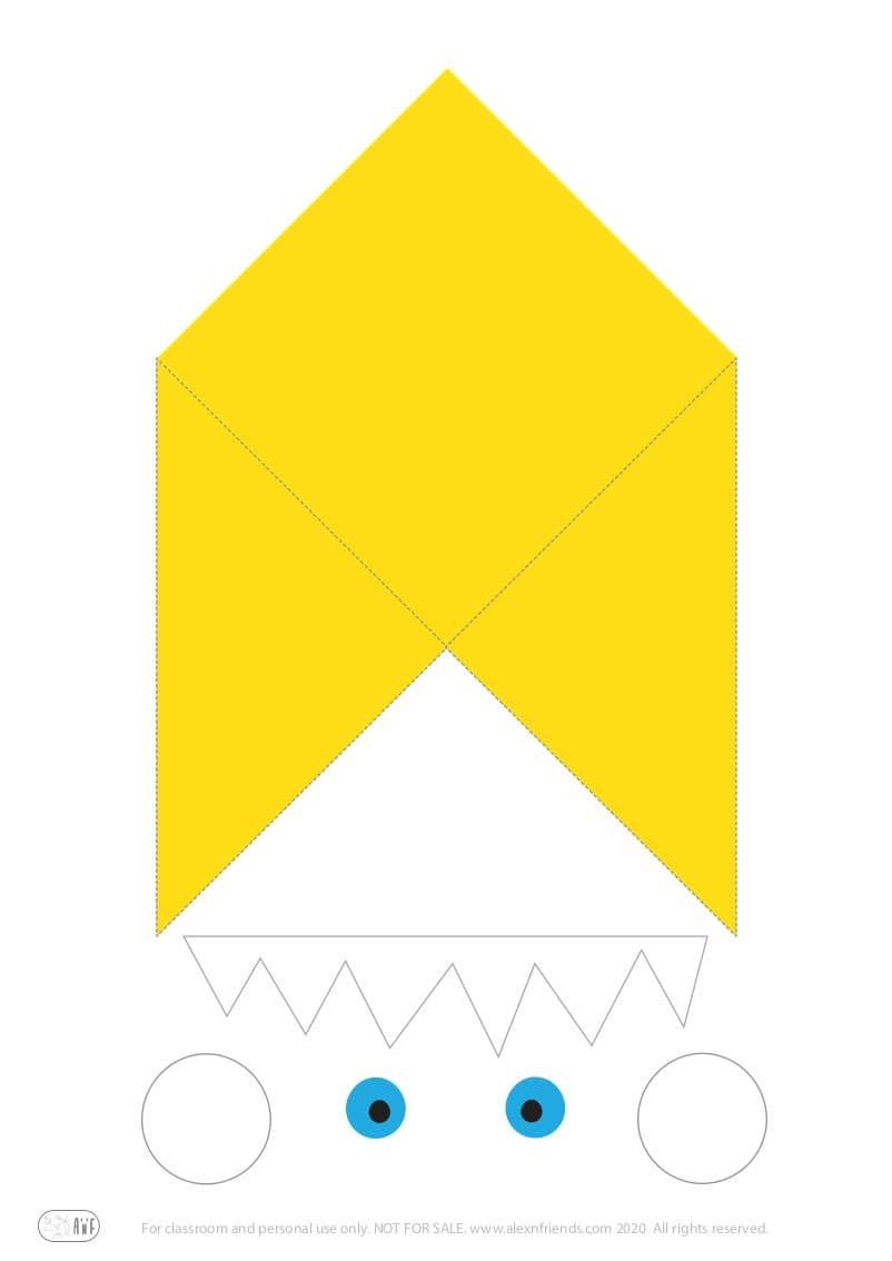 Yellow monster bookmark craft for preschoolers with free printable material. 