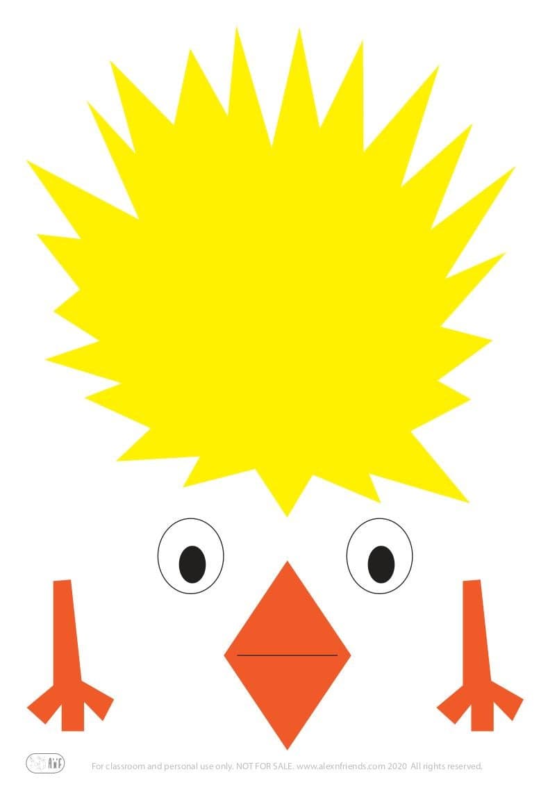 Free printable page for Easter for kids. Craft. Chick.