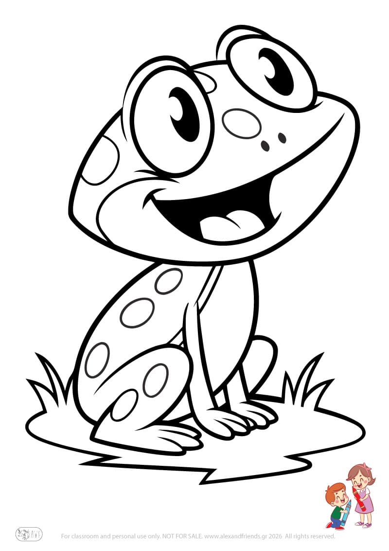 Frog. Animal coloring pages for preschoolers