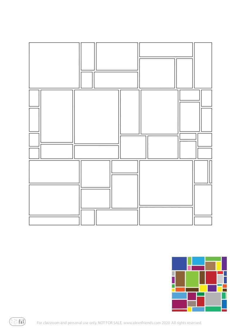 Free coloring page for kids. Learning shapes and colors.