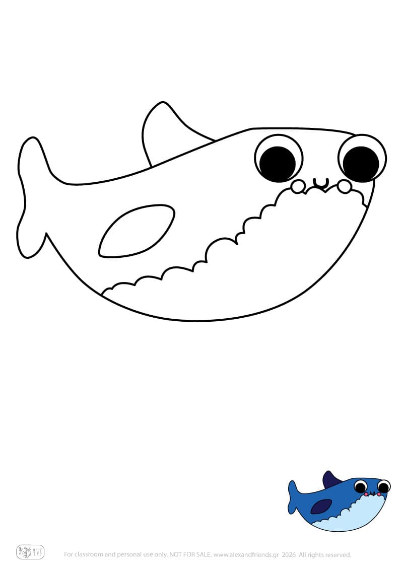 Shark. Printable animal coloring pages for preschoolers collection – Alex'n'Friends