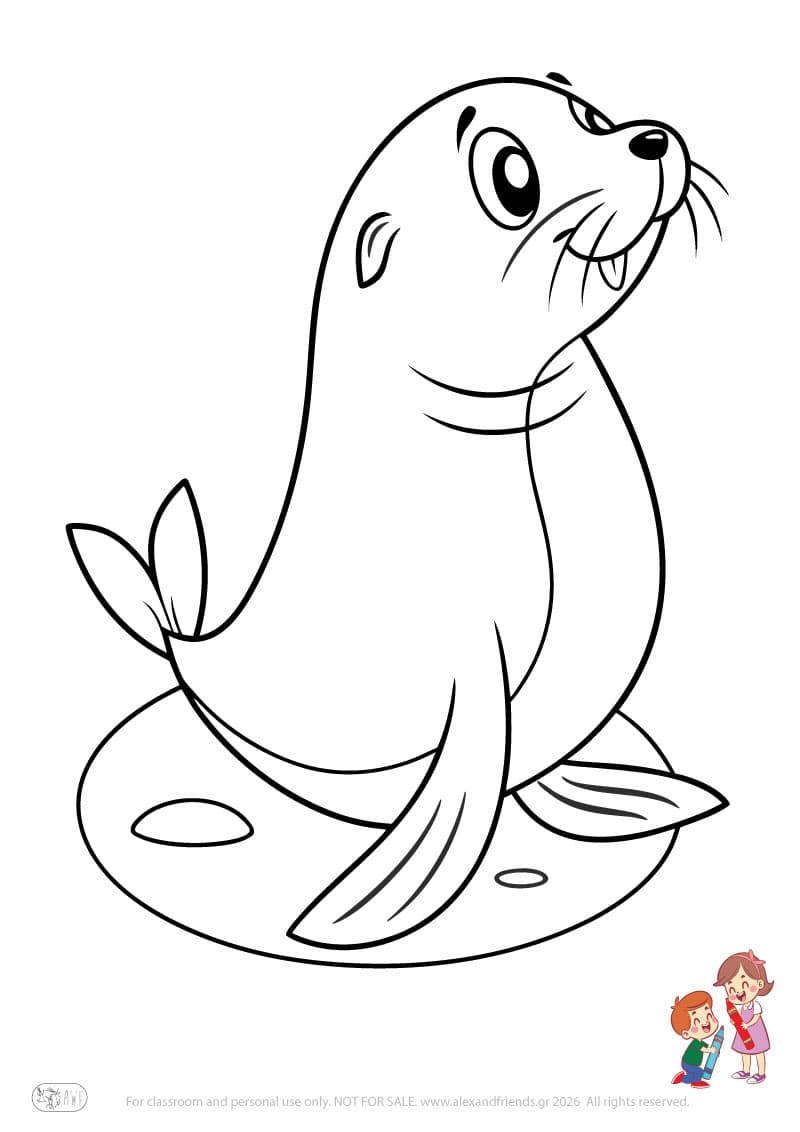 Seal. Animal coloring pages for preschoolers